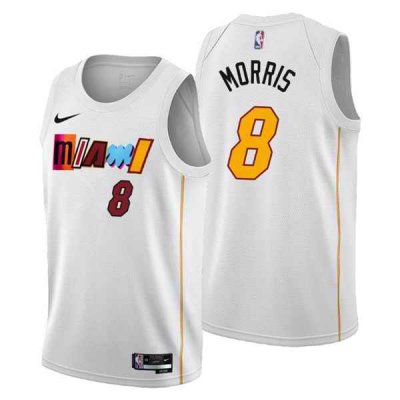 Men's Miami Heat #8 Markieff Morris 2022/23 White City Edition Stitched Jersey