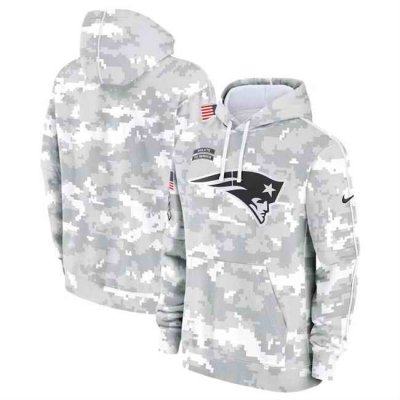 Men's New England Patriots 2024 Arctic Camo Salute to Service Club Fleece Pullover Hoodie