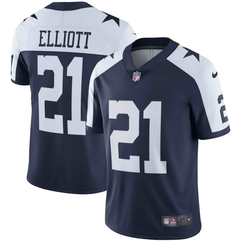 Youth Dallas Cowboys #21 Ezekiel Elliott Navy Blue Thanksgiving Vapor Untouchable Limited Stitched NFL Jersey