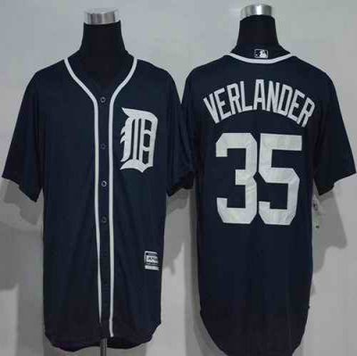 Tigers #35 Justin Verlander Navy Blue New Cool Base Stitched MLB Jersey