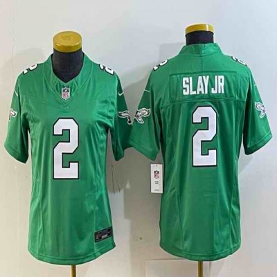 Women's Philadelphia Eagles #2 Darius Slay JR Green 2023 F.U.S.E. Stitched Football Jersey(Run Small)