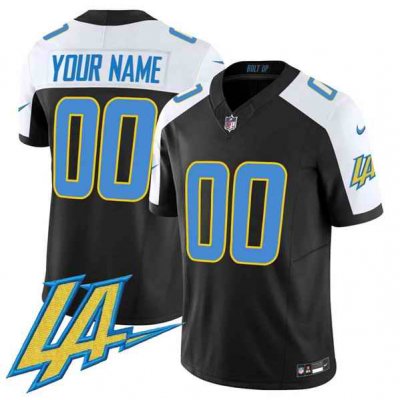 Men's Los Angeles Chargers Customized Black/White 2024  V2 Limited Alternate Stitched Football Jersey