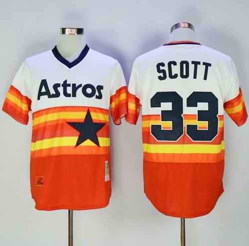 Mitchell And Ness 1980 Astros #33 Mike Scott White/Orange Throwback Stitched MLB Jersey