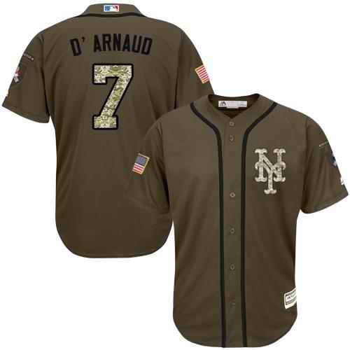 Mets #7 Travis d'Arnaud Green Salute to Service Stitched Youth MLB Jersey