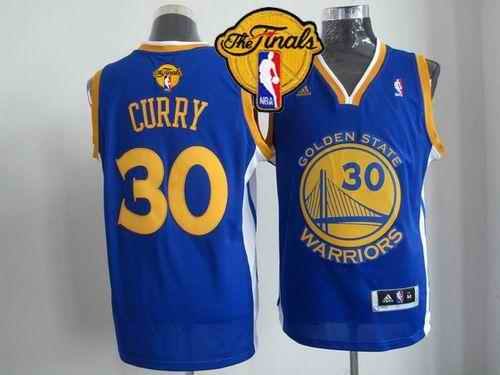 Revolution 30 Warriors #30 Stephen Curry Blue The Finals Patch Stitched NBA Jersey