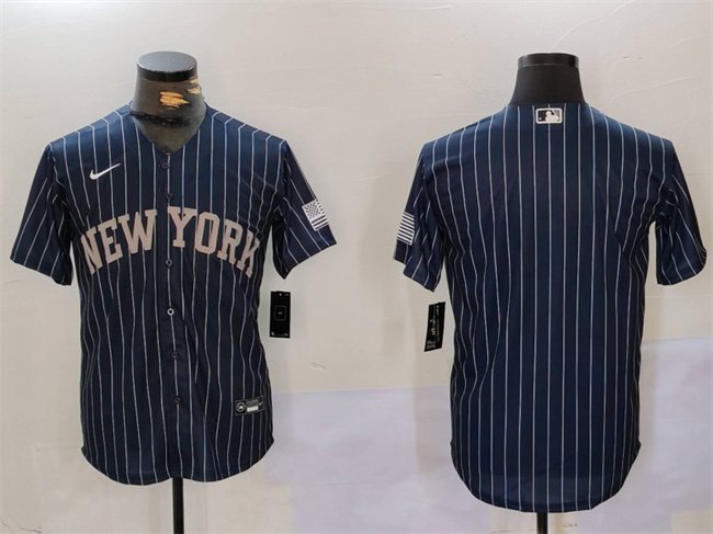 Men's New York Yankees Blank Navy Cool Base Stitched Baseball Jersey