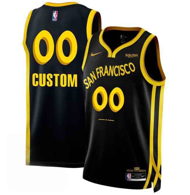 Men's Golden State Warriors Active Player Custom Black 2023/24 City Edition Stitched Basketball Jersey