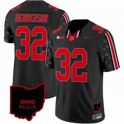 Men's Ohio State Buckeyes #32 TreVeyon Henderson Black 2023 F.U.S.E. Limited Stitched Jersey