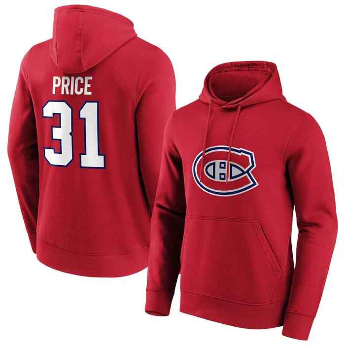 Men's Montreal Canadiens #31 Carey Price Red Pullover  Hoodie