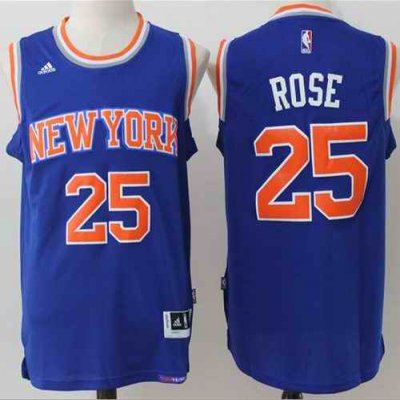 Knicks #25 Derrick Rose Blue Stitched NBA Jersey