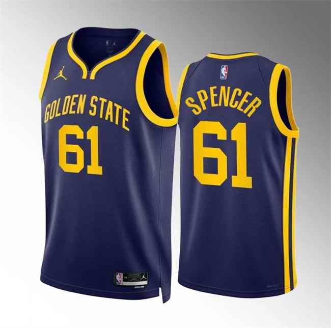 Men's Golden State Warriors #61 Pat Spencer Navy Statement Edition Stitched Basketball Jersey