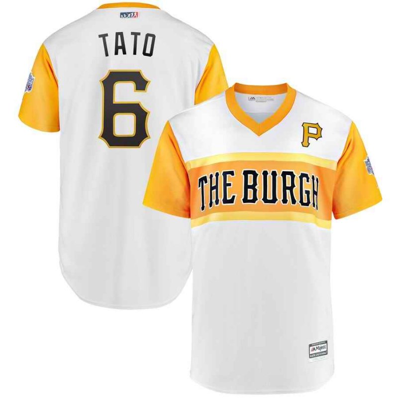 Men's Pittsburgh Pirates #6 Starling Marte Tato Majestic White 2019 Little League Classic Replica Player Stitched MLB Jersey