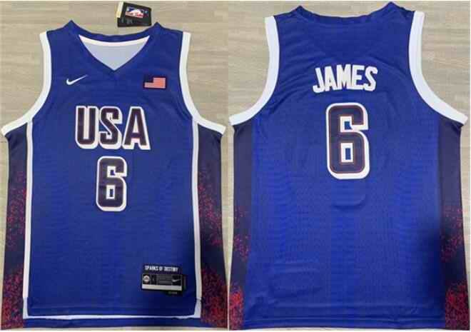 Men's USA Active Player Custom Navy Blue 2024 Olympics Stitched Basketball Jersey