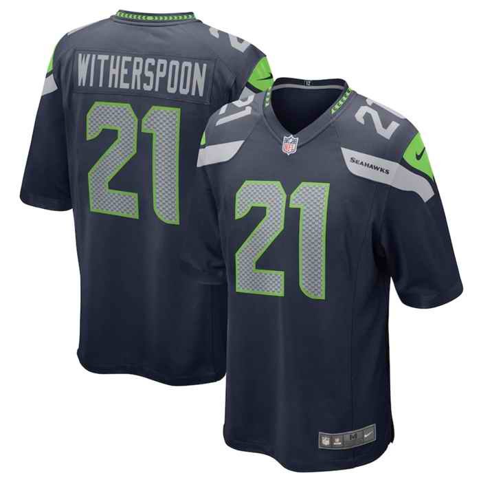 Youth Seattle Seahawks #21 Devon Witherspoon Navy 2023 Draft Stitched Game Jersey