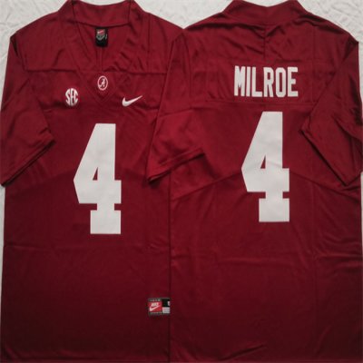 Men's Alabama Crimson Tide #4 Jalen Milroe Red F.U.S.E Stitched Football Jersey