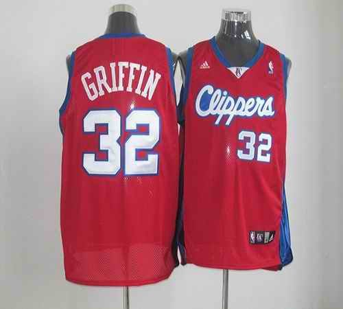 Clippers #32 Blake Griffin Red Mesh Clippers On Front Stitched NBA Jersey