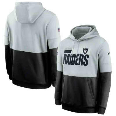 Men's Las Vegas Raiders Silver/Black Sideline Impact Lockup Performance Pullover Hoodie