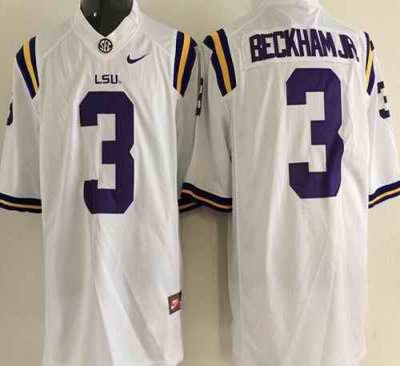 LSU Tigers #3 Odell Beckham Jr White Stitched NCAA Jersey