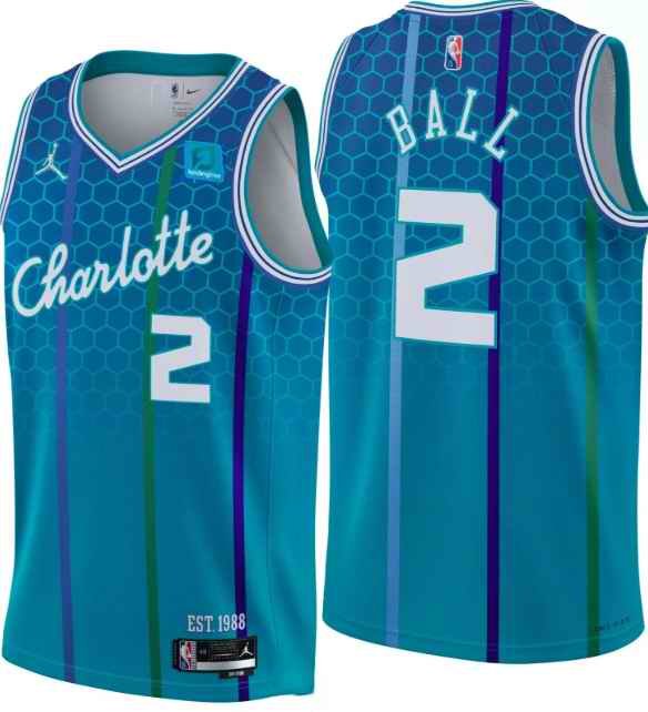 Men's Charlotte Hornets #2 LaMelo Ball Blue 2021/2012 City Edition Stitched Jersey