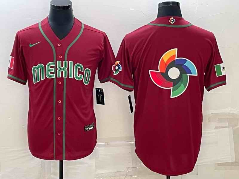 Men's Mexico Baseball 2023 Red World Baseball Big Logo With Patch Classic Stitched Jersey