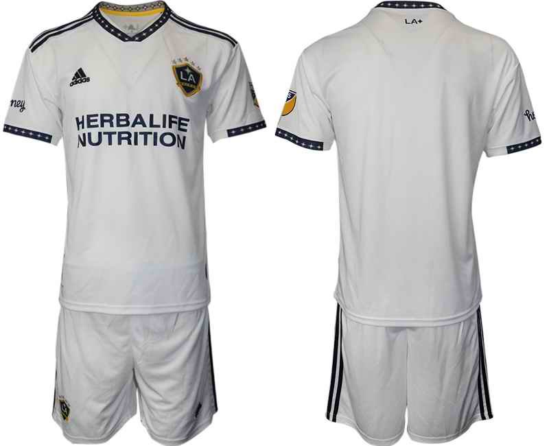 Men's LA Galaxy Blank White Home Soccer Jersey Suit