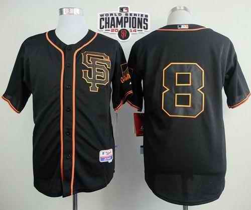 Giants #8 Hunter Pence Black W/2014 World Series Champions Patch Stitched MLB Jersey