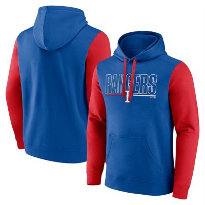 Men's Texas Rangers Royal Outline Fleece Pullover Hoodie