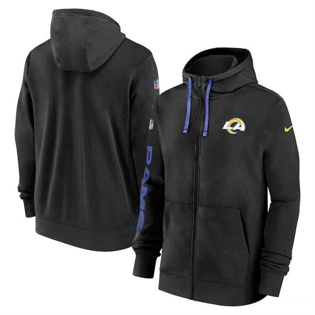 Men's Los Angeles Rams Black 2024 Team Full-Zip Hoodie