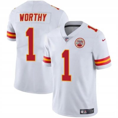 Youth Kansas City Chiefs #1 Xavier Worthy White Vapor Untouchable Limited Stitched Football Jersey