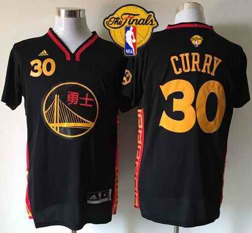 Warriors #30 Stephen Curry Black Slate Chinese New Year The Finals Patch Stitched NBA Jersey