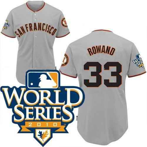 Giants #33 Aaron Rowand Cool Base 2010 World Series Patch Grey Stitched MLB Jersey