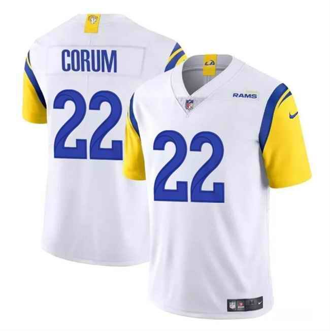 Men's Los Angeles Rams #22 Blake Corum White 2024 Draft  Vapor Untouchable Stitched Football Jersey