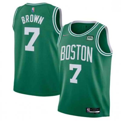 Men's Boston Celtics #7 Jaylen Brown 75th Anniversary Green Stitched Basketball Jersey