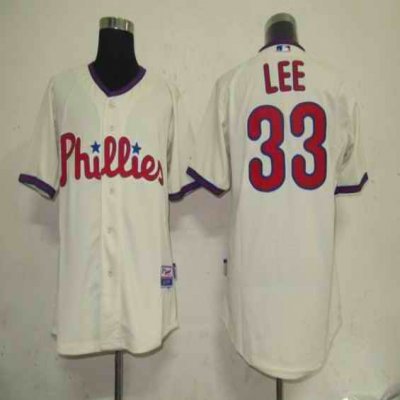 Phillies #33 Cliff Lee Cream Stitched MLB Jersey