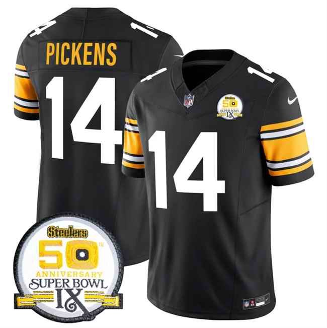 Men's Pittsburgh Steelers #14 George Pickens Black 2024 F.U.S.E. 50th Anniversary Of Super Bowl IX Vapor Untouchable Limited Stitched Jersey