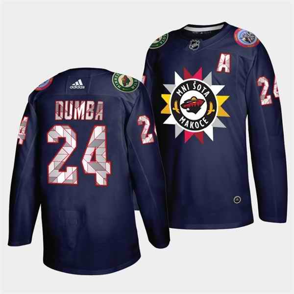 Men's Minnesota Wild #24 Matt Dumba 2021/22 Navy Native American Heritage Day Stitched Jersey