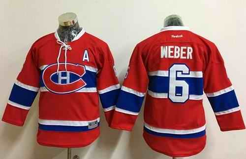 Canadiens #6 Shea Weber Red Stitched Youth NHL Jersey