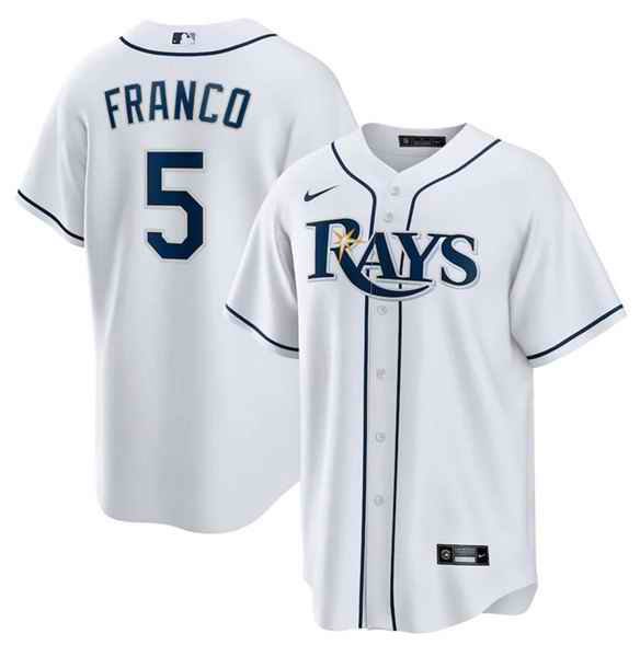 Men's Tampa Bay Rays #5 Wander Franco White Cool Base Stitched Baseball Jersey