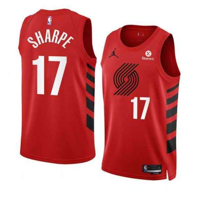 Men's Portland Trail Blazers #17 Shaedon Sharpe 2022/23 Red Statement Edition Swingman Stitched Basketball Jersey