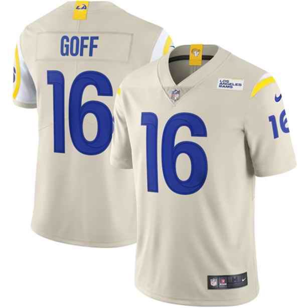 Men's Los Angeles Rams #16 Jared Goff 2020 Bone Vapor Limited Stitched Jersey