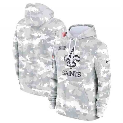 Youth New Orleans Saints 2024 White/Gray Salute To Service Pullover Hoodie