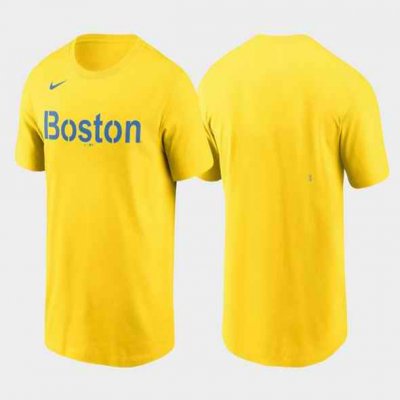 Men's Boston Red Sox 2021 City Connect Gold Wordmark T-Shirt