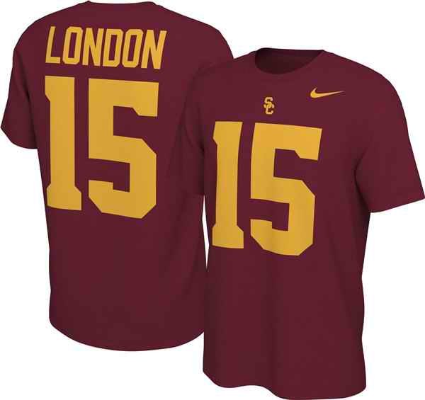 Men's USC Trojans #15 Drake London Red T-Shirt