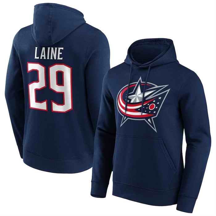 Men's Columbus Blue Jackets #29 Patrik Laine Navy Pullover  Hoodie