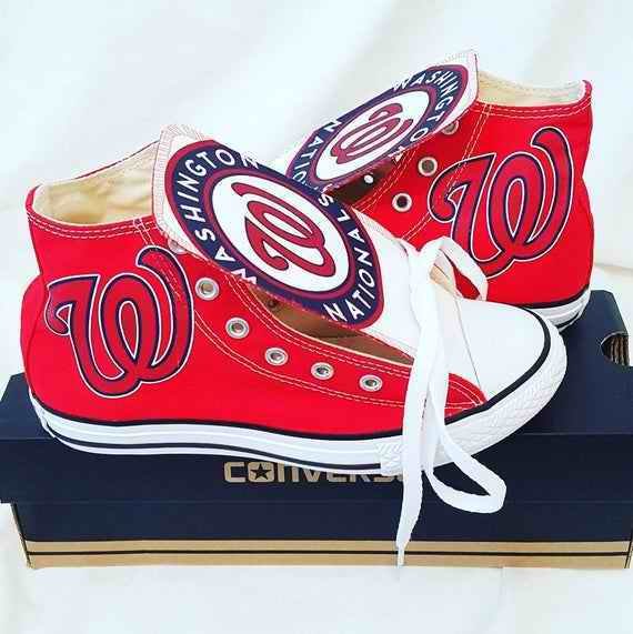 Women's Washington Nationals Repeat Print High Top Sneakers 005