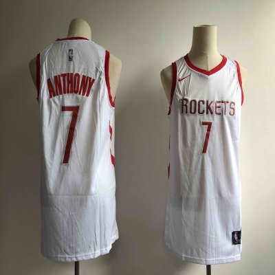 Men's Houston Rockets #7 Carmelo Anthony White Swingman Stitched NBA Jersey