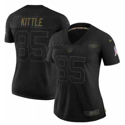 Women's San Francisco 49ers #85 George Kittle Black Salute To Service Limited Stitched Jersey(Run Small)