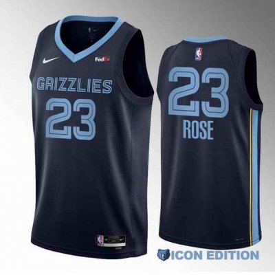 Men's Memphis Grizzlies #23 Derrick Rose Navy Icon Edition Stitched Jersey