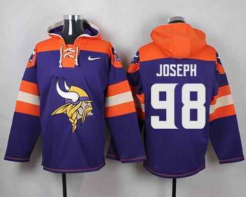 Nike Vikings #98 Linval Joseph Purple Player Pullover NFL Hoodie