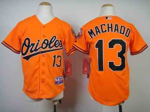 Orioles #13 Manny Machado Orange Cool Base Stitched Youth MLB Jersey